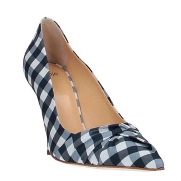 New Maje Women's Gingham Print shoe / heels Courts Sz 40 Blue/ White Size 9/10 - Picture 4 of 13
